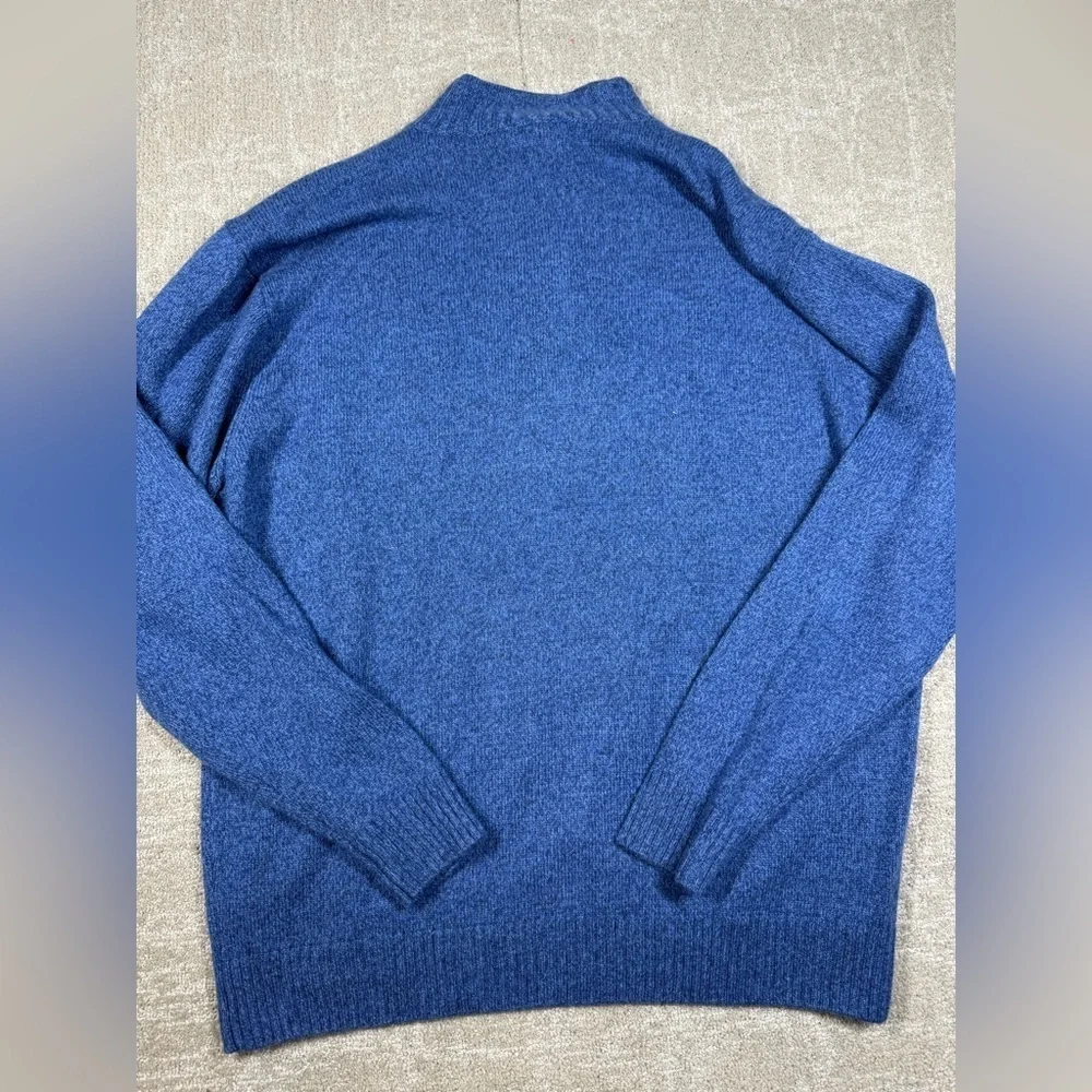 Enzo Mantovani Blue Wool 1/4 Zip Mouline Long Sleeve Knit Sweater Size XXL